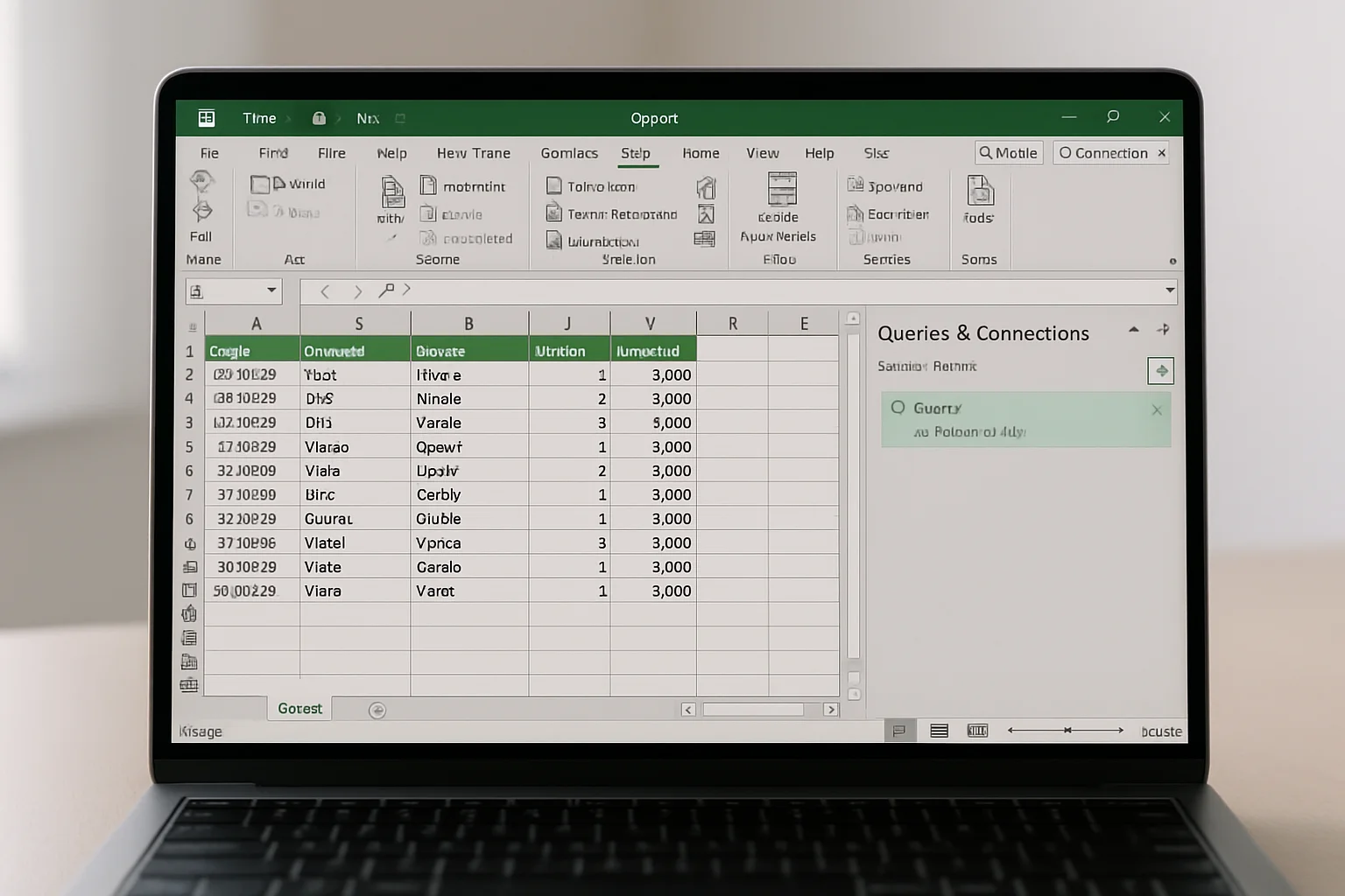 Feuille Excel affichant le tableau CSV nettoyé et chargé depuis Power Query, prêt à être actualisé automatiquement.