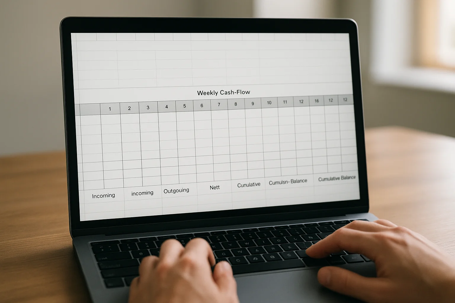 Excel : calendrier de trésorerie hebdomadaire sur 12 semaines