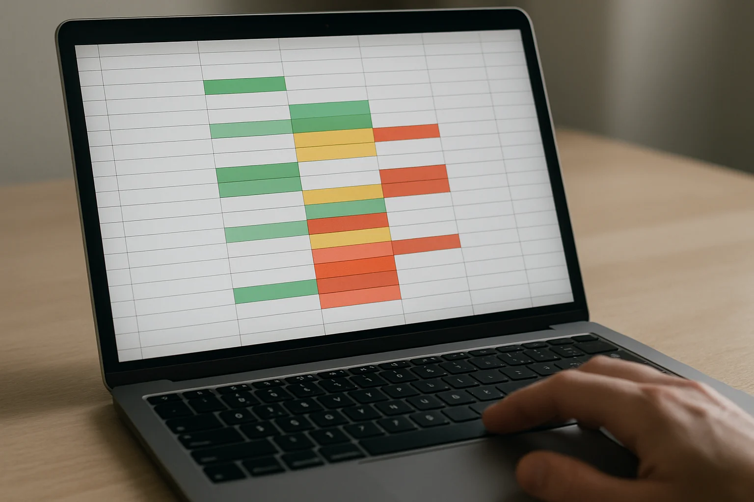 Gros plan sur un tableau affiché à l’écran avec plusieurs cellules de dates colorées pour signaler des échéances différentes.