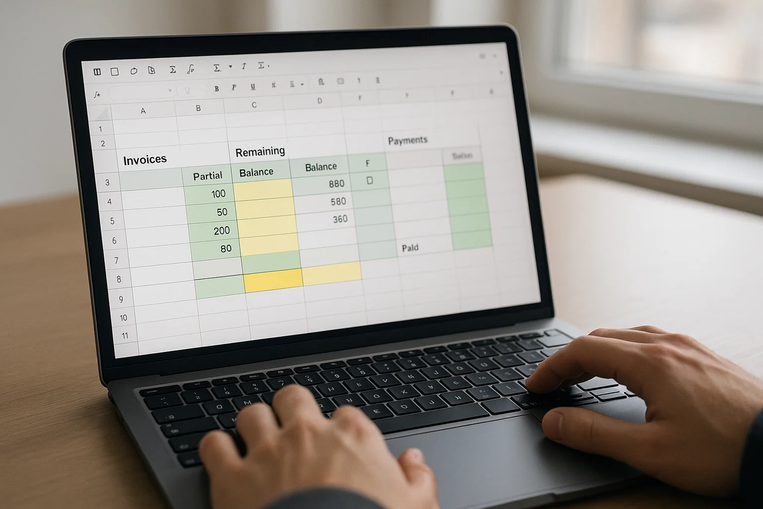 Excel : suivre des règlements partiels de factures avec reste dû et statut automatique